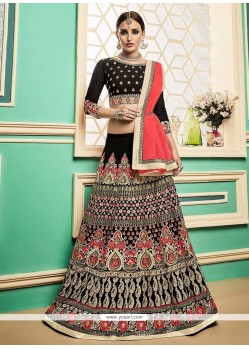 Art Silk Black Lace Work Lehenga Choli