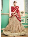 Lace Work Beige Lehenga Choli