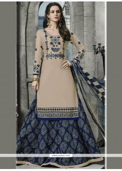 Cotton Beige Long Choli Lehenga