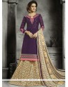 Purple Print Work Cotton Long Choli Lehenga