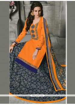 Cotton Orange Long Choli Lehenga