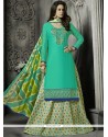 Blue Cotton Long Choli Lehenga