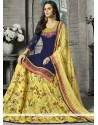 Navy Blue Embroidered Work Long Choli Lehenga