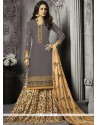 Cotton Grey Print Work Long Choli Lehenga