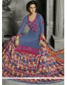 Embroidered Work Grey Long Choli Lehenga