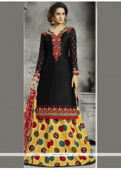 Cotton Black Long Choli Lehenga