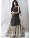 Black Print Work Long Choli Lehenga