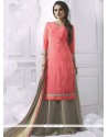 Faux Georgette Pink Print Work Long Choli Lehenga