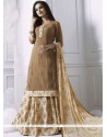 Brown Print Work Long Choli Lehenga