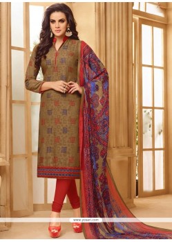 Cotton Embroidered Work Churidar Suit