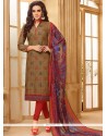 Cotton Embroidered Work Churidar Suit