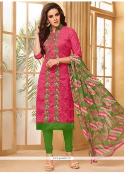 Cotton Embroidered Work Churidar Suit