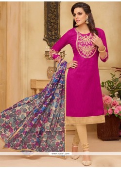 Embroidered Work Rani Cotton Churidar Suit