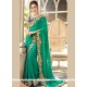 Sea Green Embroidered Work Faux Chiffon Classic Designer Saree