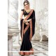 Black Embroidered Work Faux Chiffon Classic Designer Saree