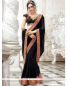 Black Embroidered Work Faux Chiffon Classic Designer Saree