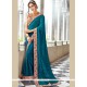 Teal Embroidered Work Classic Designer Saree