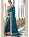 Teal Embroidered Work Classic Designer Saree