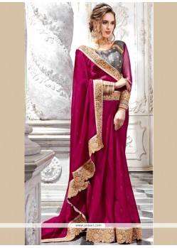 Faux Chiffon Magenta Classic Saree