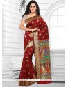 Maroon Art Silk Traditional Designer Saree