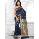 Art Silk Navy Blue Weaving Work Designer Traditional Saree