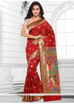 Red Art Silk Traditional Designer Saree