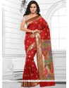 Red Art Silk Traditional Designer Saree