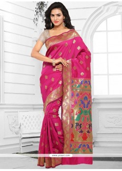 Art Silk Hot Pink Traditional Saree