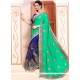 Patch Border Work Navy Blue And Sea Green Crepe Silk Half N Half Designer Saree