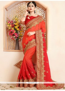 Embroidered Work Crepe Silk Designer Traditional Saree