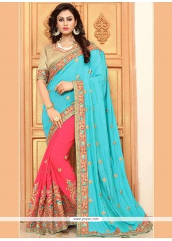 Crepe Silk Patch Border Work Designer Half N Half Saree