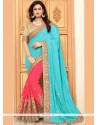 Crepe Silk Patch Border Work Designer Half N Half Saree