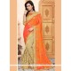 Patch Border Work Beige And Orange Crepe Silk Half N Half Designer Saree