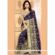 Navy Blue Embroidered Work Crepe Silk Designer Traditional Saree