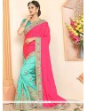 Embroidered Work Crepe Silk Designer Half N Half Saree