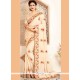 Patch Border Work Cream Crepe Silk Classic Saree