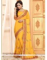 Crepe Silk Yellow Designer Traditional Saree