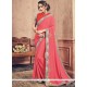 Faux Chiffon Pink Patch Border Work Classic Saree