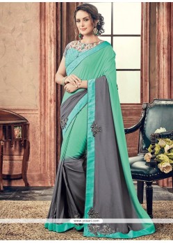 Rayon Embroidered Work Shaded Saree