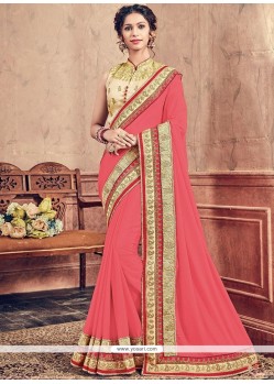 Faux Georgette Patch Border Work Classic Saree