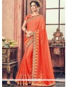 Patch Border Work Orange Faux Georgette Classic Designer Saree