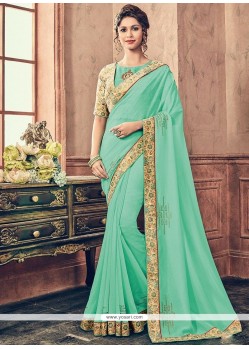 Faux Chiffon Patch Border Work Classic Saree