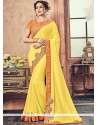 Faux Georgette Yellow Classic Designer Saree