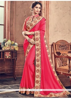 Faux Georgette Hot Pink Designer Saree