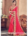 Faux Georgette Hot Pink Designer Saree