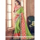 Patch Border Work Green Art Silk Designer Traditional Saree