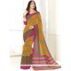 Orange Print Work Fancy Fabric Casual Saree