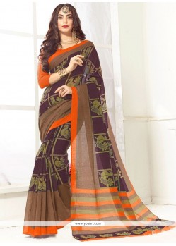 Print Work Wine Casual Saree