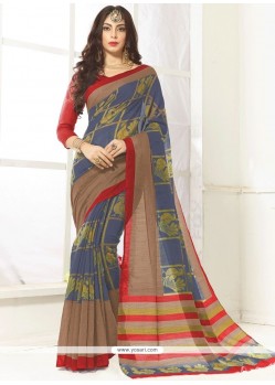 Fancy Fabric Print Work Casual Saree