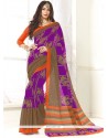 Fancy Fabric Purple Print Work Casual Saree